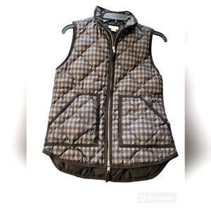 J.Crew black and gray plaid Puffer down filled Vest XXS